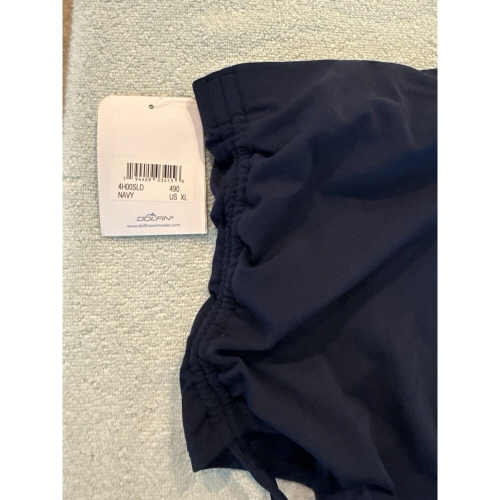 Dolfin AquaShape Womens Swim Brief Bottom Navy Blue Ruched Side XL NWT Free Ship - Picture 2 of 5